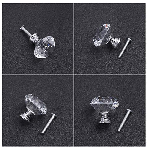 OUNONA 10x cristal de diamante Moebelknopf Moebelknoepfe Brazos de muebles Moebelknauf manija del gabinete del mango, de 30 mm