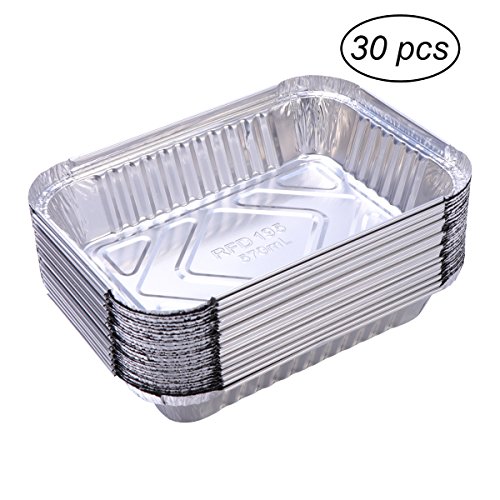 OUNONA Bandeja de aluminio de aluminio 30pcs 570ml barbacoa desechable bandeja de goteo Lin Liners para grasa Catch Pans reemplazo de bandejas del forro sin cubierta