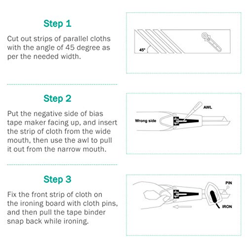 OUNONA Bias Tape Maker Fabricante de Cintas al Bies Tape Maker Set 6mm 12mm 18mm 25mm