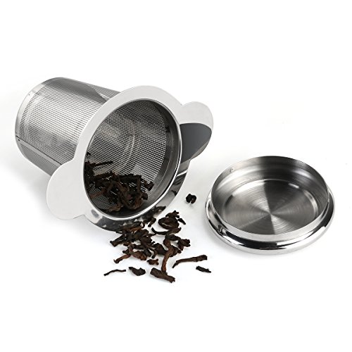 OUNONA Infusor de Te Filtros para Te Acero inoxidable 304 con la tapa para las tazas, las tazas, y los potes flojos del té del grano de la hoja