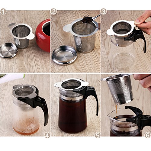 OUNONA Infusor de Te Filtros para Te Acero inoxidable 304 con la tapa para las tazas, las tazas, y los potes flojos del té del grano de la hoja