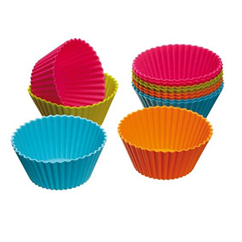 OUNONA Moldes Individuales para Magdalenas Reutilizable Moldes para Muffins Silicona 24pcs