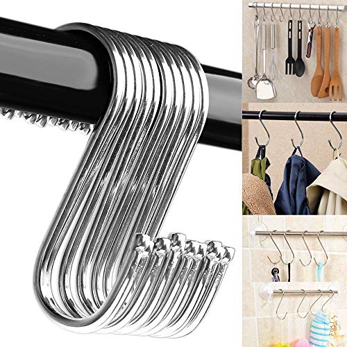 OurLeeme 10Pcs Potente Acero Inoxidable S Gancho Forma Estante de la Herramienta Bote Casa Cocina Pan Gancho de Ropa de Almacenamiento