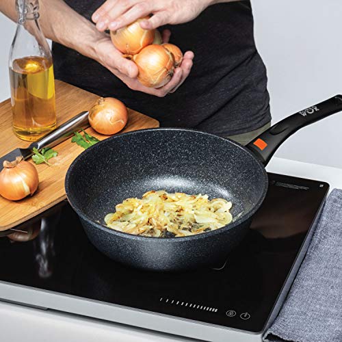 Oursson Sartén Wok de Ceramica con Recubrimiento Marmol, Antiadherente, 5 años Garantía, Todo Tipo de Fuegos: Inducción, Gas, Eléctrico y Cerámica, KWW2822MR (28 cm Wok)