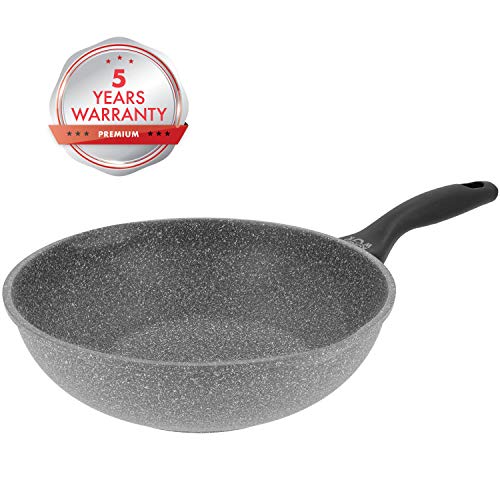 Oursson Sartén Wok de Inducción Antiadherente, 5 años de garantía, Korea Wok, Granito, Piedra, (Sartén Wok 30 cm)