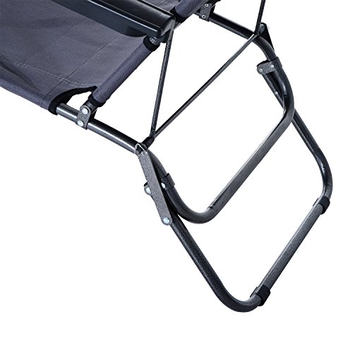 Outsunny Tumbona Inclinable Acero Plegable con Almohada Playa Camping Piscina Hamaca 178x60x29cm Gris