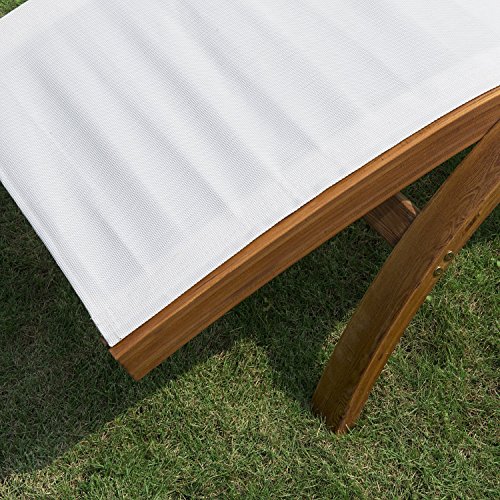 Outsunny Tumbona Tipo Hamaca para Jardín Terraza Playa Piscina o Patio 165x72x70cm Color Blanco Hecha de Madera Malla y Textilene con Almohadilla