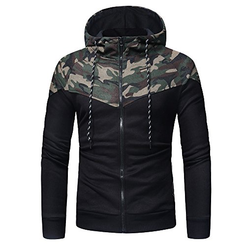 Overdose Camuflaje De Manga Larga con Capucha De ImpresióN Sudadera con Capucha Tops Chaqueta Abrigo Negro Outwear LiquidacióN Encapuchado para Hombres