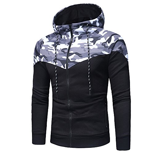 Overdose Camuflaje De Manga Larga con Capucha De ImpresióN Sudadera con Capucha Tops Chaqueta Abrigo Negro Outwear LiquidacióN Encapuchado para Hombres