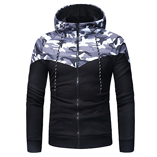 Overdose Camuflaje De Manga Larga con Capucha De ImpresióN Sudadera con Capucha Tops Chaqueta Abrigo Negro Outwear LiquidacióN Encapuchado para Hombres