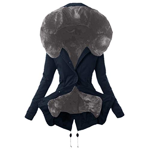 Overdose Chaqueta con Capucha Larga del Cuello De Piel De Las Mujeres Caliente Mejor Vender Nueva 2019 Parka De Invierno Outwear (M, N-Azul Marino)