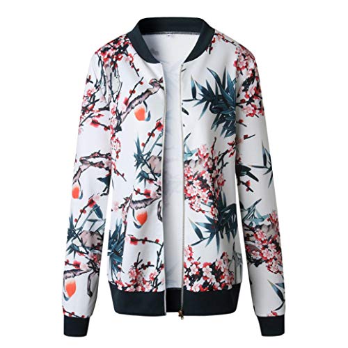 Overdose Las Nuevas SeñOras De Las Mujeres Retro Floral O-Cuello Zipper Up Bomber Mejor Venden Chaqueta Casual Outwear