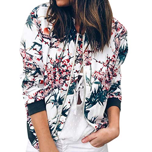 Overdose Las Nuevas SeñOras De Las Mujeres Retro Floral O-Cuello Zipper Up Bomber Mejor Venden Chaqueta Casual Outwear