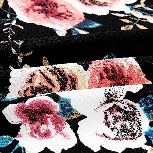 Overdose Las Nuevas SeñOras De Las SeñOras Floral Chaqueta Abierta Frente Kimono Casual Cardigan Primavera OtoñO Mejor Venta Abrigo (x-Large, a-Negro)