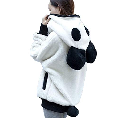 Overdose Lindo Oso Oreja Panda Invierno CáLido con Capucha Capa Mejor Venta Nuevo Regalo Mujeres con Capucha Chaqueta Ropa Exterior Tops Blusa (x-Large, Blanco)