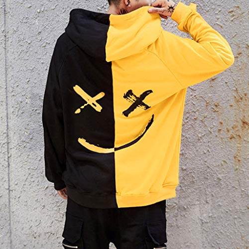 Overdose Sudadera Hombres Patchwork Slim Fit Hoodie OtoñO Moda Outwear Nueva Blusa Adolescente Top 2018 Sudadera (Small, A-Amarillo)