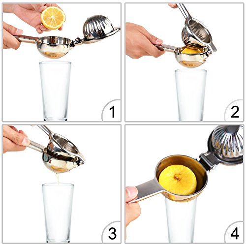 OVOS Citrus Juicer Exprimidor Manual de Limones de Acero Inoxidable 18/10 Irrompible Exprimidor de Limas y Limones Libre de BPA Lavable en el Lavavajillas (Acero inoxidable)