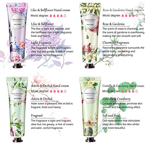 Ownest 10 Pack Flower Fragrance Crema de manos con manteca de karité, Vitamina E, Crema de manos Set de regalo Hidratante para manos y pies secos-30ml