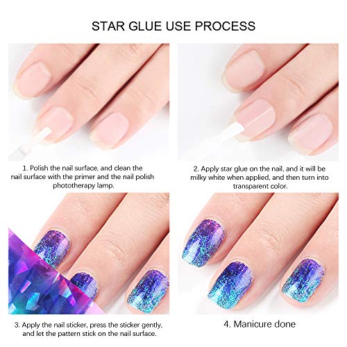 Ownest 2 paquetes Galaxy Star Nail Art Foil Glue para Foil Sticker Nail Transfer Tips Decoraciones Adhesivo Manicure Art DIY-15ml