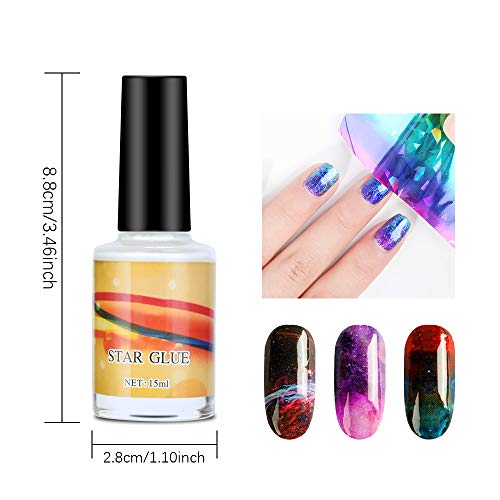 Ownest 2 paquetes Galaxy Star Nail Art Foil Glue para Foil Sticker Nail Transfer Tips Decoraciones Adhesivo Manicure Art DIY-15ml