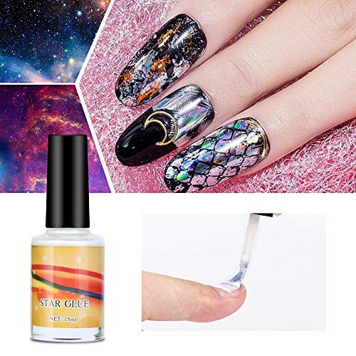 Ownest 2 paquetes Galaxy Star Nail Art Foil Glue para Foil Sticker Nail Transfer Tips Decoraciones Adhesivo Manicure Art DIY-15ml