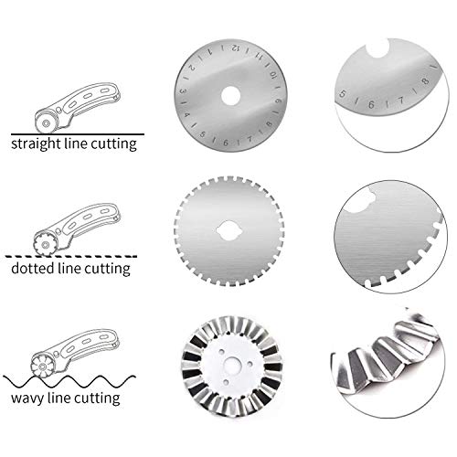 O'woda 4 Piezas Cuchillas Circulares, Cuchilla de Repuesto de 45 mm, Accesorios para Cúter Rotativo 45mm, para Costura, Tela, Cuero, Costura, Papel, etc.