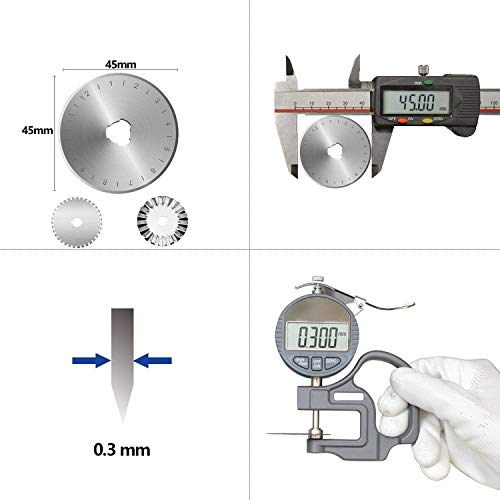 O'woda 4 Piezas Cuchillas Circulares, Cuchilla de Repuesto de 45 mm, Accesorios para Cúter Rotativo 45mm, para Costura, Tela, Cuero, Costura, Papel, etc.