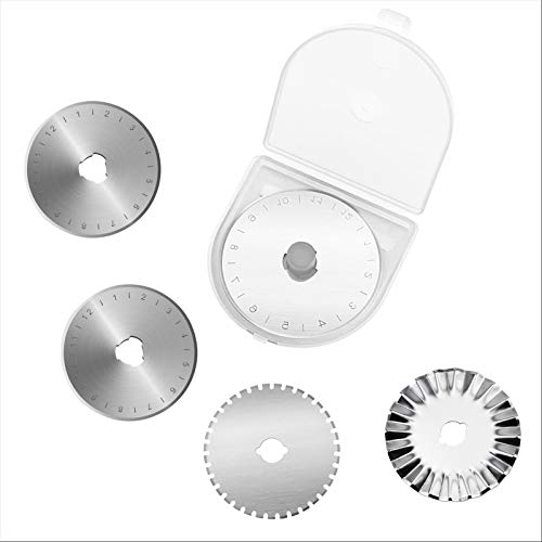 O'woda 4 Piezas Cuchillas Circulares, Cuchilla de Repuesto de 45 mm, Accesorios para Cúter Rotativo 45mm, para Costura, Tela, Cuero, Costura, Papel, etc.