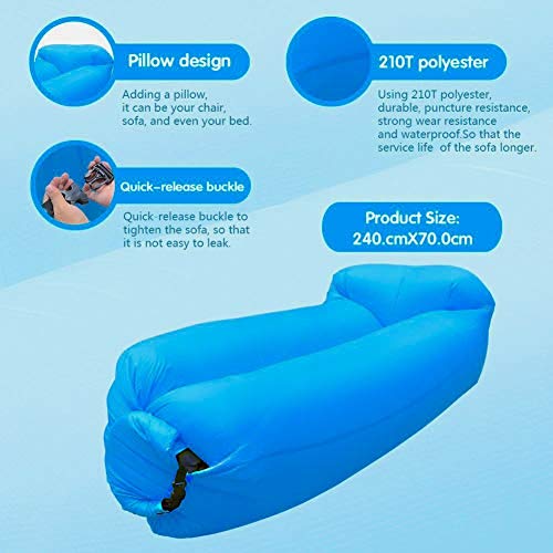 OXENDURE Tumbona inflable Sofá de aire Hamaca portátil, a prueba de agua Diseño ideal Sofá para patio trasero Lakeside Beach Viaje Camping Picnics y festivales de música