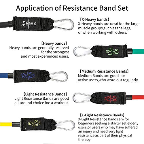 Oxford Street Bandas de Resistencia,Bandas Elasticas Hombre, Cintas Elásticas,5 Tubos de látex/Cubierta Protectora/Manijas/Ancla de Puerta/Correas de Tobillo/Bolsa de Transporte