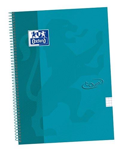 Oxford Touch - Cuaderno espiral tapa extradura, Fº, 4 x 4 c/m, color aqua