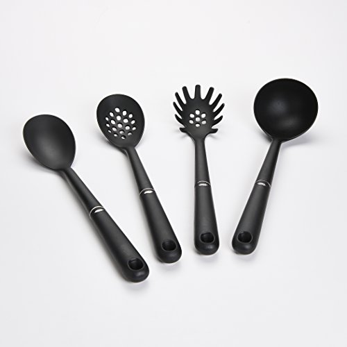 Oxo Good Grips Nylonservierlöffel für Spaghetti INOXO.1190900ML, Inoxidable, Negro, 3,175 x 7,6 x 33,02 cm