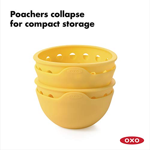 OXO Good Grips Silicona Huevo Caza furtiva Juego - Utensilio para huevos escalfados - Amarillo - 2 Piezas