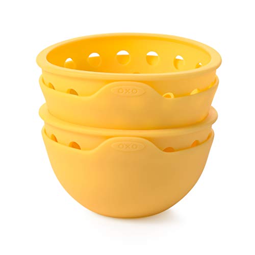 OXO Good Grips Silicona Huevo Caza furtiva Juego - Utensilio para huevos escalfados - Amarillo - 2 Piezas