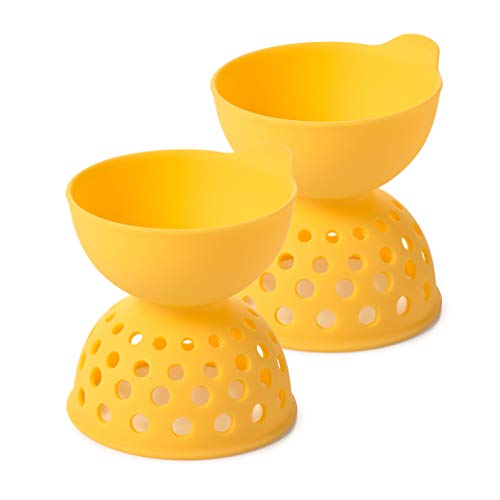 OXO Good Grips Silicona Huevo Caza furtiva Juego - Utensilio para huevos escalfados - Amarillo - 2 Piezas