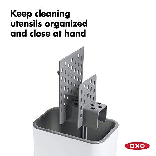 OXO Good Grips Utensilienhalter für die Spüle Carrito de plástico para fregadero, blanco, 14.8 x 9.9 x 14.2 cm, Inoxidable, 21.33 x 12.06 x 15.87 cm