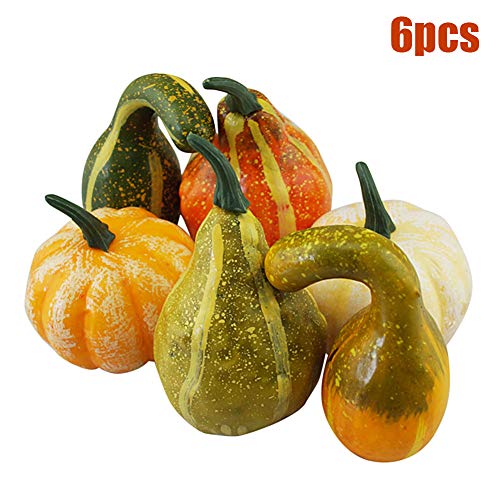 Oyria Artificial Mini Calabaza de Otoño, 6 unidades de Calabaza Falsas Falsas Falsas Vegetales Adornos para Halloween Otoño Acción de Gracias Jardín Decoración de Hogar y Cosecha