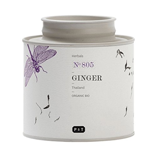 P & T Ginger, (Jengibre) Infusión Pura de Hierba Orgánica a Granel, Sin Cafeína, Tarro (100g / 3,5oz)