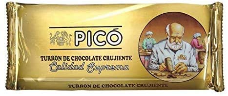 Pack 24 Unidades Turrón de Chocolate Crujiente Picó con arroz inflado Calidad Suprema 200grs