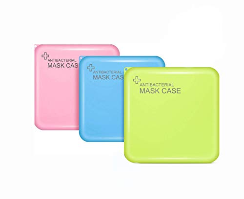 (Pack 3) Caja portátil de almacenamiento de mascarillas, cajas para guardar mascarillas, caja para guardar mascarillas, Almacenamiento antipolvo y antihumedad, colores: azul, rosa y verde