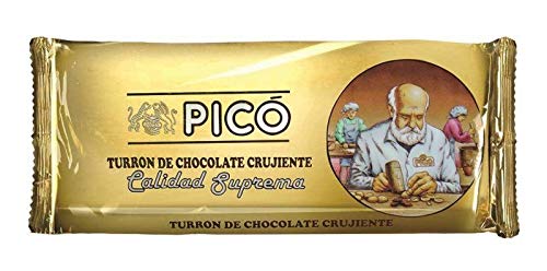 Pack 5 Unidades Turrón de Chocolate Crujiente Picó con arroz inflado Calidad Suprema 200grs