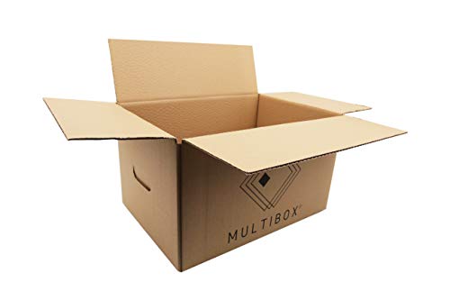 Pack 8 Cajas Cartón Mudanza y Almacenaje Con Asas Reforzado (51617) Resistente 430x300x250mm Fabricado En España diseño ergonómico Multiusos logística Mercancías Documentos Organizador Trastero