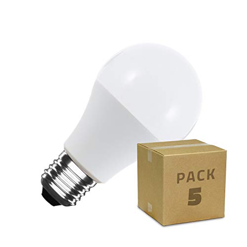 Pack Bombillas LED Casquillo E27 A60 5W (5 unidades) Color Blanco Cálido 2800K-3200K