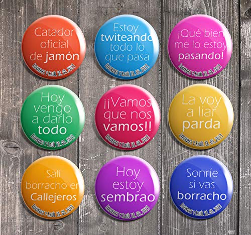 Pack chapas personalizadas 59mm (bodas, despedidas, eventos) (100)