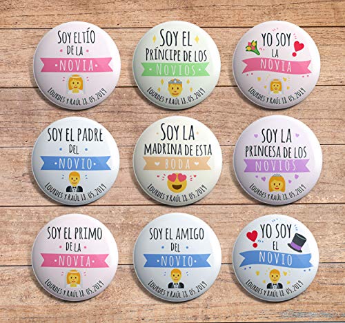 Pack chapas personalizadas 59mm (bodas, despedidas, eventos) (100)