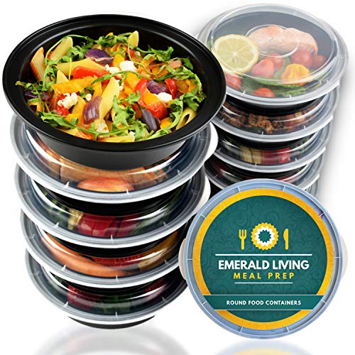 Pack de 10 Emerald Living recipientes alimentarios redondos, sin BPA