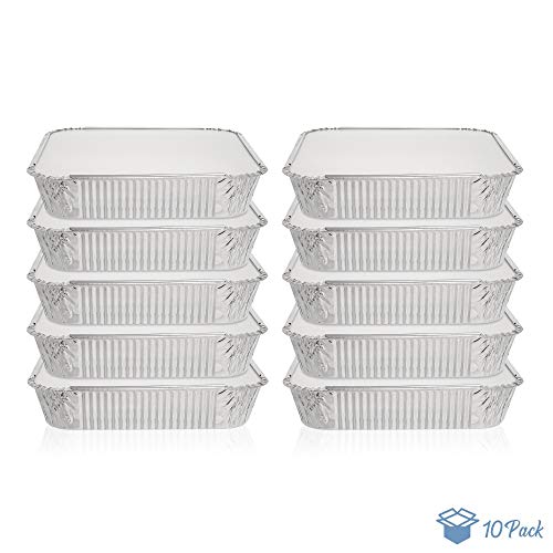 Pack de 10 moldes cuadrados desechables de aluminio con tapa ~ bandejas de aluminio con tapa ~ Buenas para hornear, cocinar, almacenar y congelar ~ 23 cm x 23 cm (9 pulgadas x 9 pulgadas)