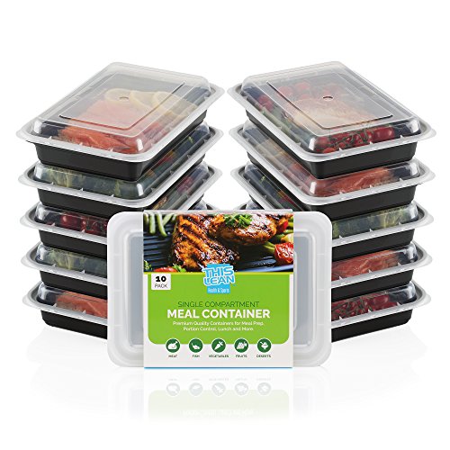 Pack de 10 recipientes individuales de comida preparada + guía de tamaños de porciones y recetas - Aptos para varios usos, lavavajillas, congelador y microondas.