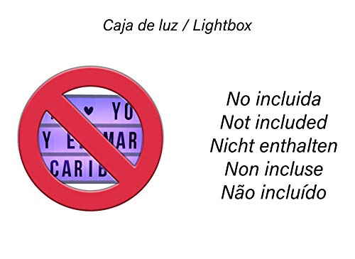 Pack de 114 Letras Decorativas en VARIOS COLORES para Cajas de Luz Led o Lightbox A4 y compatible con el Tamaño A5 y A3. Vocales Acentuadas y Emojis. (Sin Caja Luz)