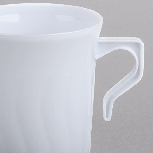 Pack de 16 elegantes tazas de café y té de plástico duro, color blanco (220 ml)